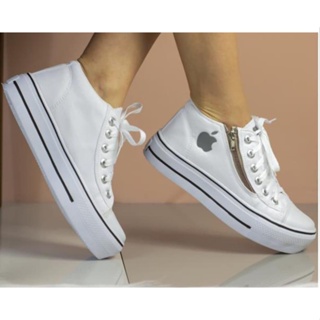 Tenis Feminino Plataforma Via Apple Branco Pronta Entrega EuL em Oferta na Shopee