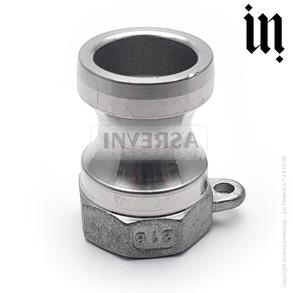 Conector P/ Engate Rápido Camlock Inox 316 - Tipo A - Rosca Fêmea 1/2