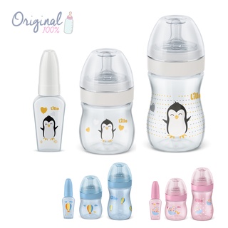 Kit 3 Mamadeiras Lillo Evolution Primeiros Passos com Chuquinha 50/150/240 ml Bico Redondo Tampa Antivazamento