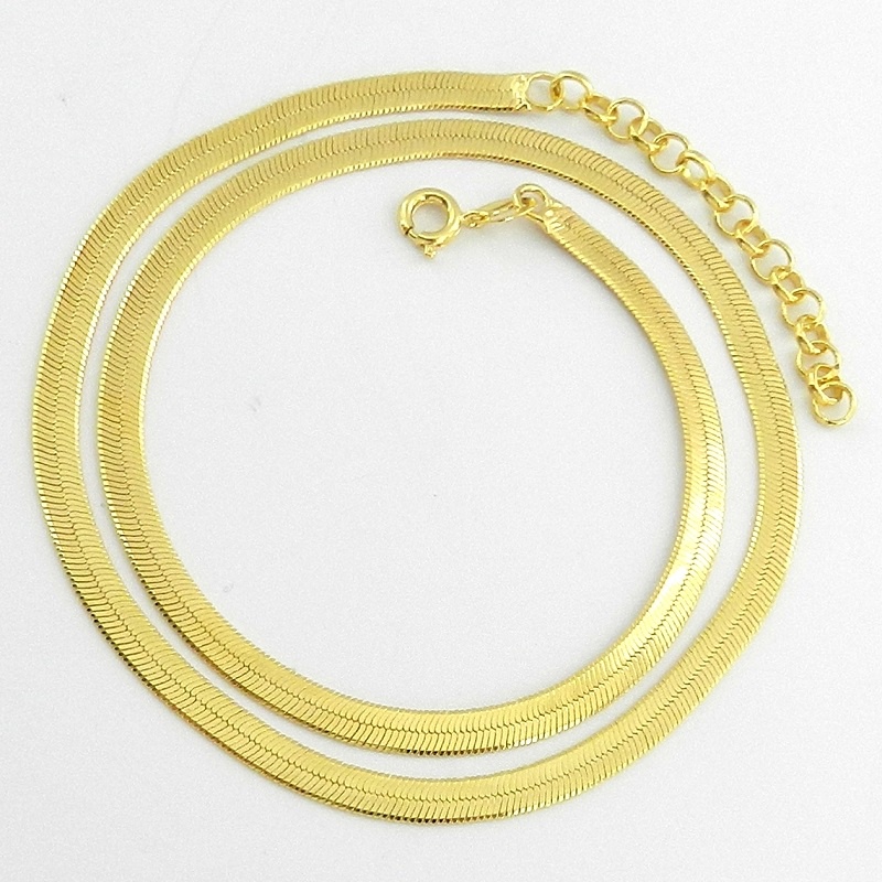 Corrente Feminina 45/50cm 4mm Largura Folheada Ouro CR588