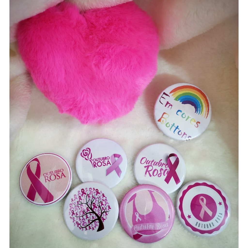 Outubro Rosa Botton Campanha - Botum / Boton / Broche (3,5cm & 4,5cm) — imagem 2 de 2
