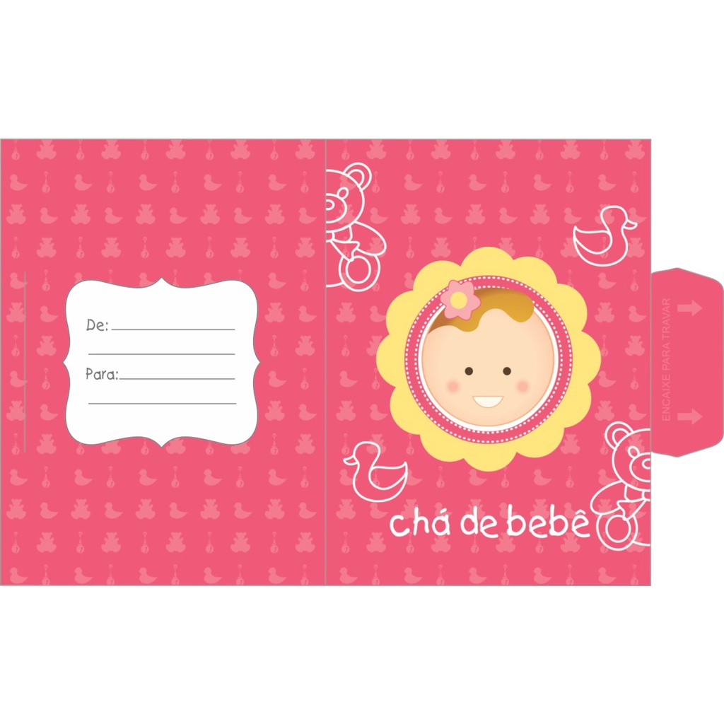 10 CONVITES CHÁ DE BEBÊ MENINA ROSA 14.49  NC TOYS CONVITE