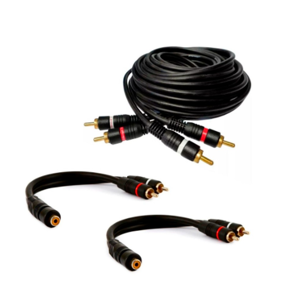 Kit Cabo Rca 5 Metros + 2 Cabos Y 2m 1f P/ Modulo Banh. Ouro PERMAK