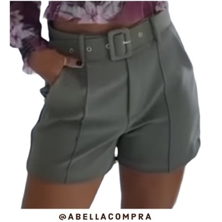 Short  Social Feminino Com Cinto Revestido Com Tecido