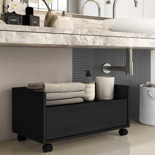 Gabinete Armário Banheiro 60 cm c/ Rodízios Multimóveis Preto em Oferta na Shopee