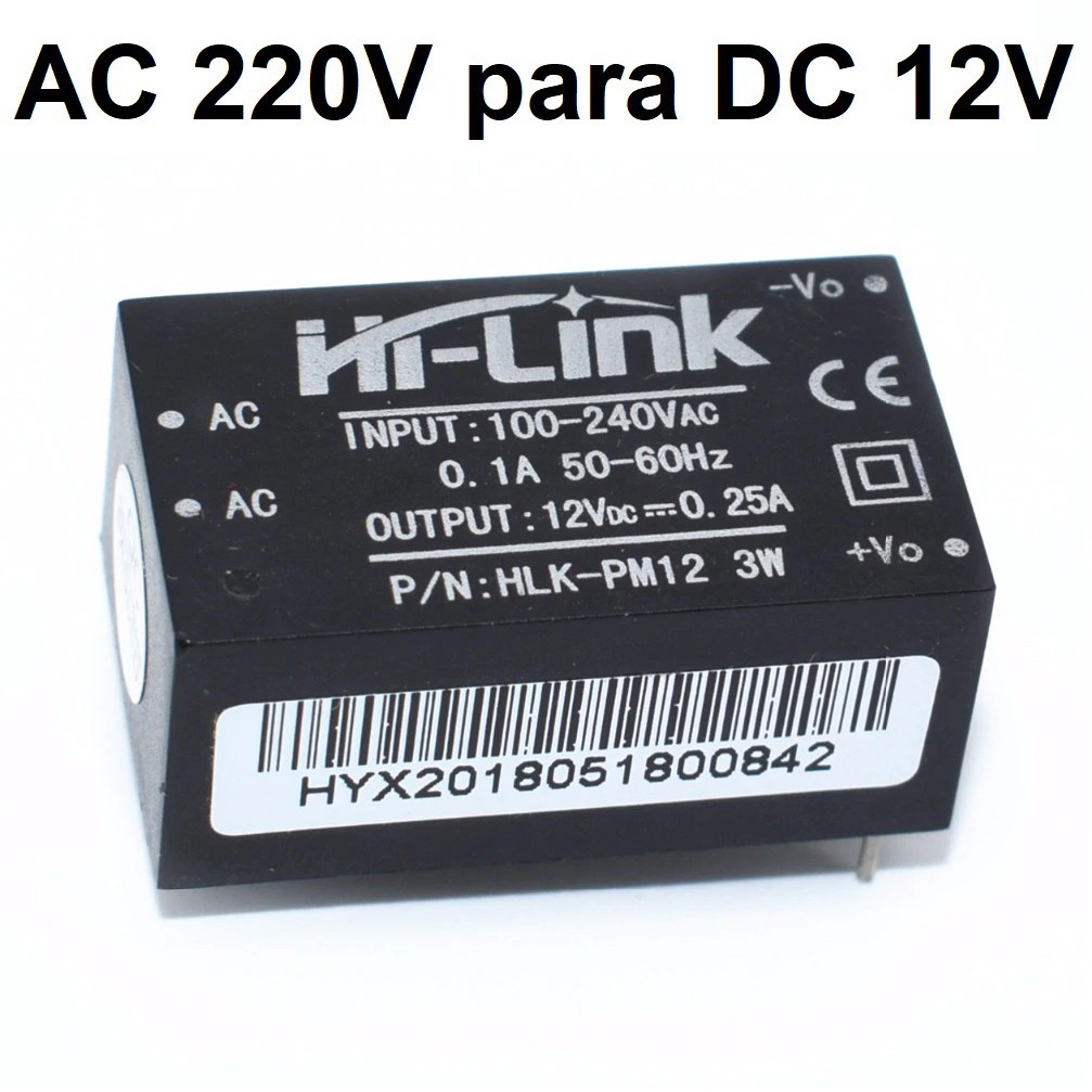 Mini Fonte 12 V Encapsulada Hi-link 100~240vac 3w