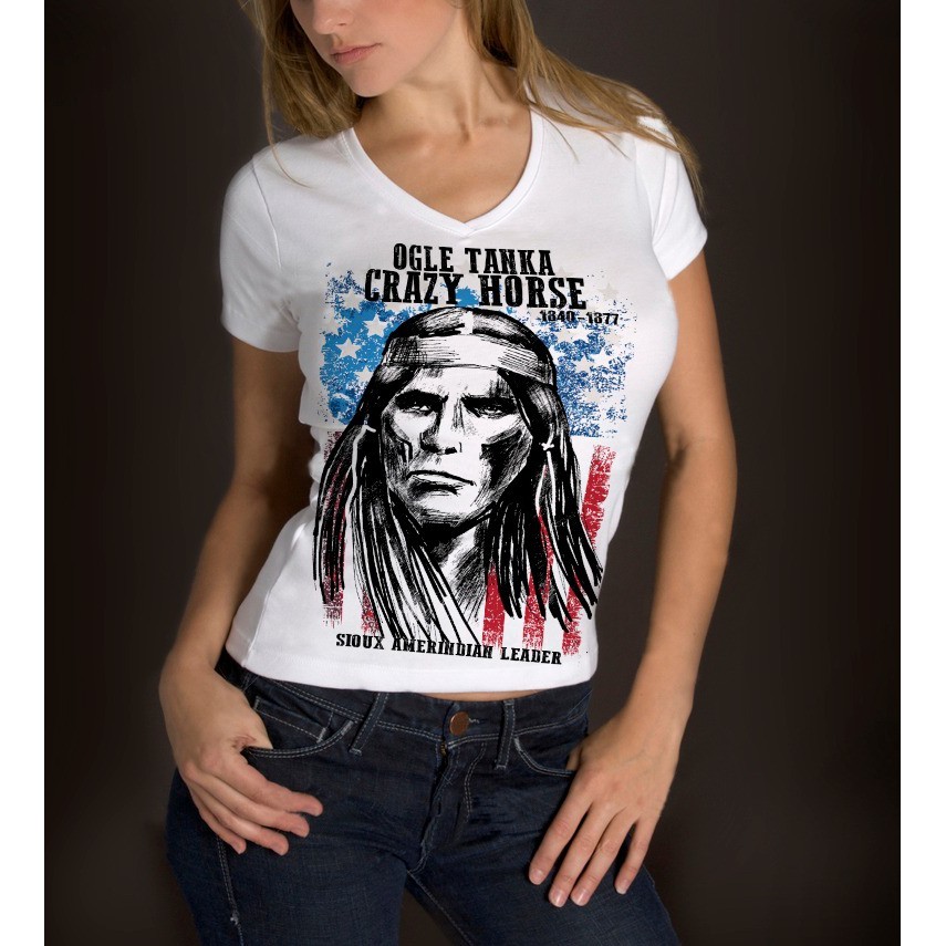 Camiseta Indio Nativo Americano Crazy Horse Sioux Leader