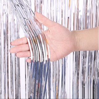 KIT 1~5 Cortina Metalizado para Festa 1mx2m painel decoração fita metaliza prata 30%OFF em Oferta na Shopee