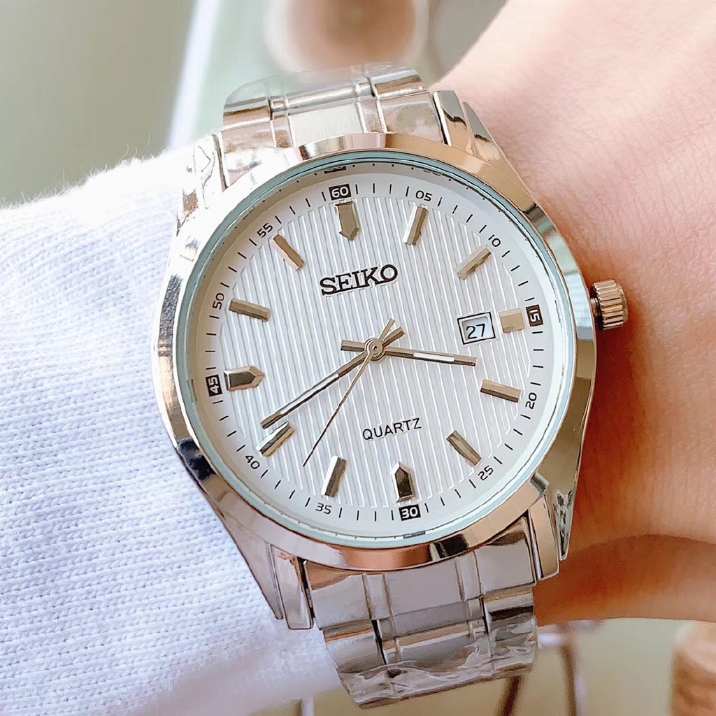 Seiko Calend rio Rel gio Homem Quartzo Correia De A o Casual Selvagem 