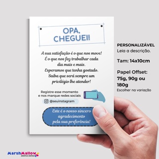 Carta de Agradecimento ao Cliente 10x14cm Personalizada, Cartão para loja masculina, Flyer, Panfleto, Oba, cheguei em Oferta na Shopee