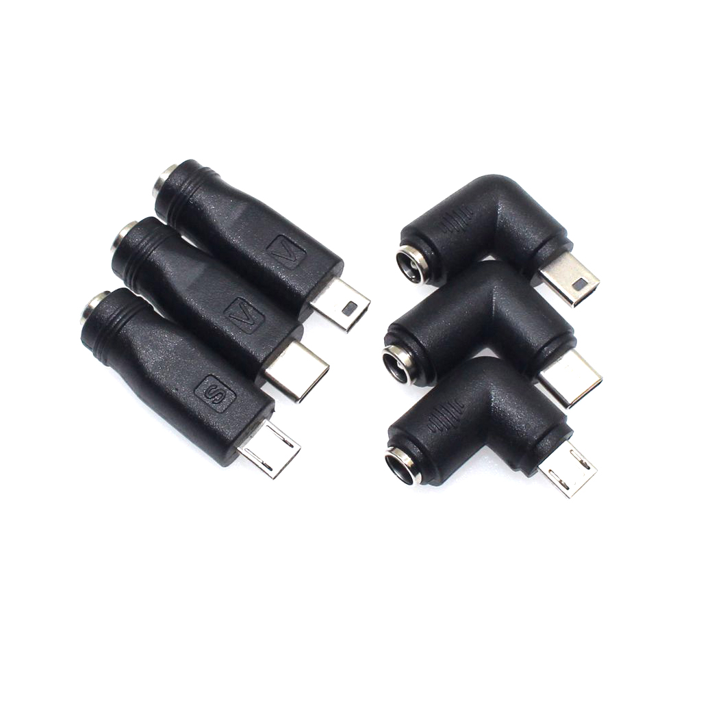 DC 5.5x2.1mm Jack Fêmea Para Micro USB/Tipo C/Mini Plugue Macho Conector De Alimentação 5.5x2.5mm Adaptador De Energia Android Telefone tablet
