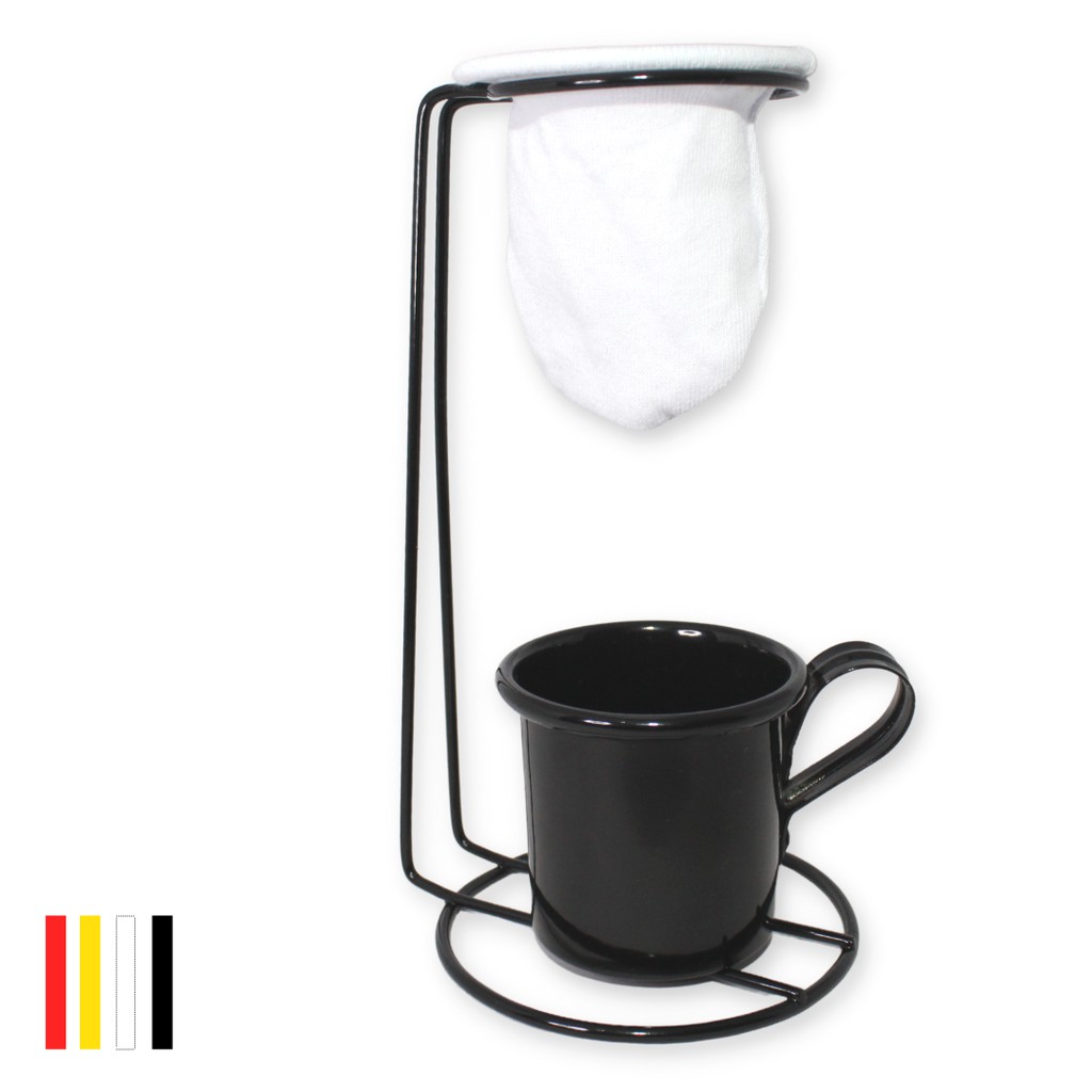 Conjunto Coador Café Mini + Filtro Pano + Caneca Esmaltada - Linha Color