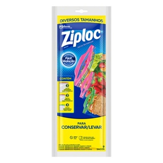 Saco Sache Ziploc Hermético Médio com 9 unidades em Oferta na Shopee