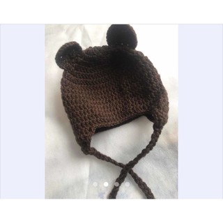 Touquinha Gorro de Crochê baby Ursinho com Orelhinha Outono Inverno Lã Newborn Ensaio Fotográfico Dia A Dia
