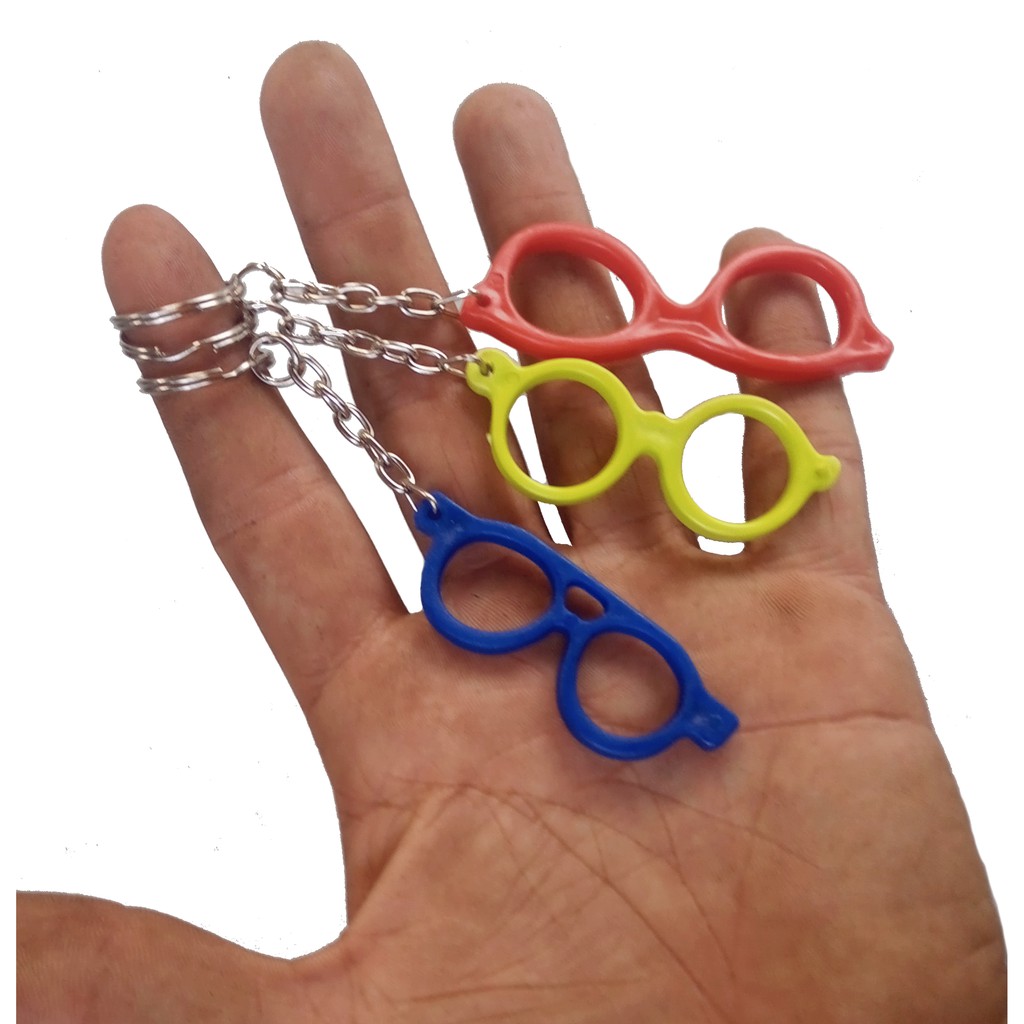 100 Chaveiros c/ Pingente de Óculos de plástico p/Carro/Bolsa/Ótica/brinde