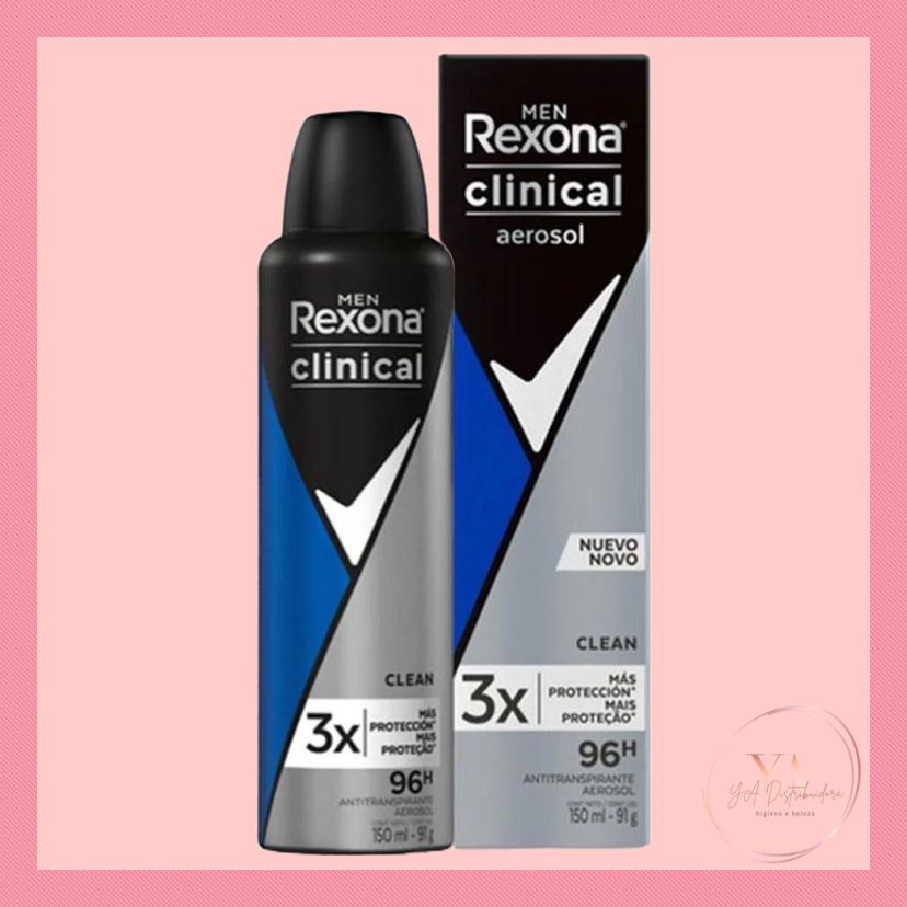 Desodorante Antitranspirante Aerosol Rexona Clinical Clean Masculino 150ml