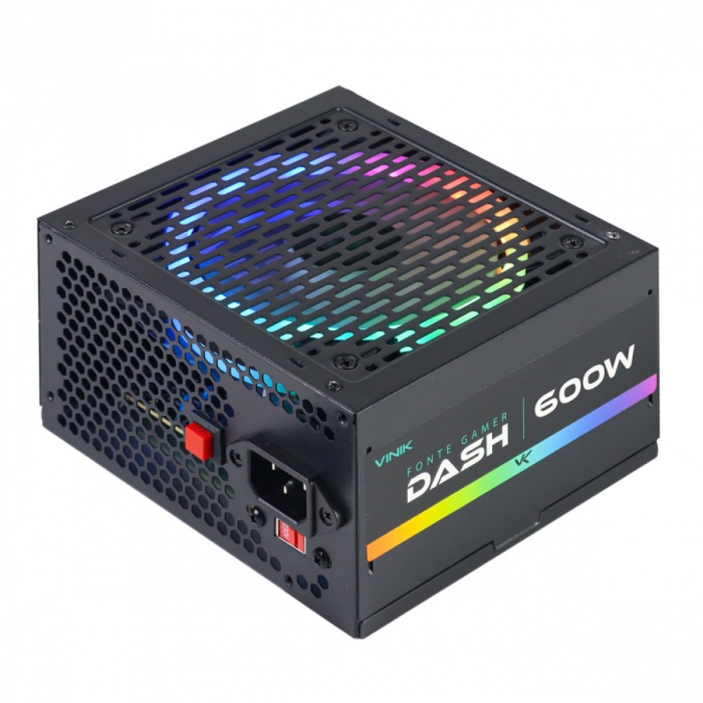 Fonte Atx Dash 600w Gamer C/ Rgb Vinik Para Pc Gamer Bivolt