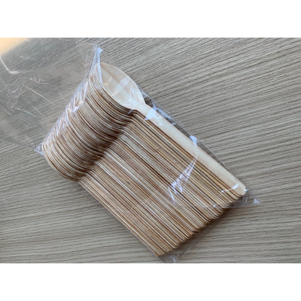 Colher Refeição Descartável De Madeira 50 Unidades