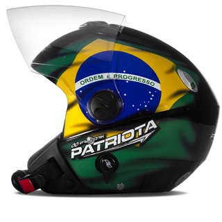 Capacete Patriota Bandeira Brasil Aberto Com Sub Viseira Interna Masculino e Feminino New Atomic Pro Tork