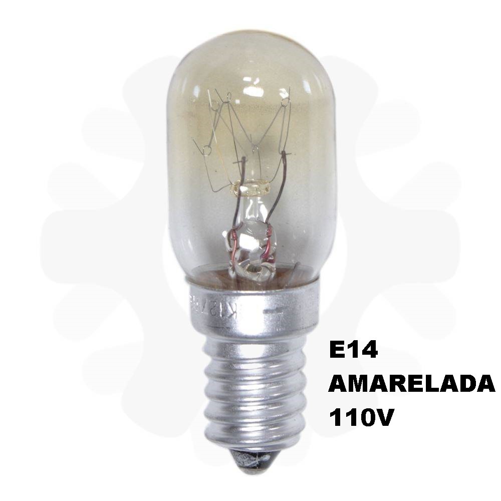 Lâmpada 15w 110v Bocal E14 Padrão Tu25 Amarela Branco Morno 3500k (kelvin) Incandescente para MICROONDAS