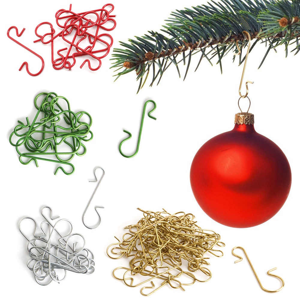 [Casa] 50 Peças Decoração De Natal , Metal , Ganchos Em Forma De S , Suportes Pendurados , Decorações Pingente De Bola D