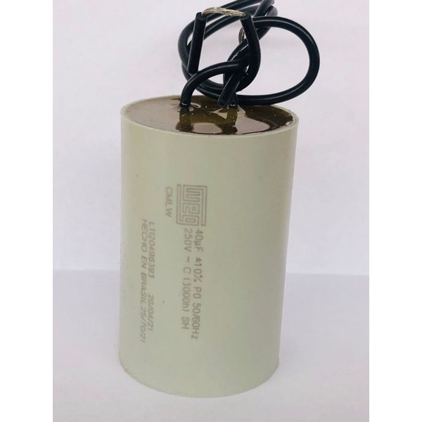 Capacitor 40uf 250vac 2 Fios 50/60 Hz Para Motor 127v Tanquinho