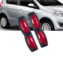 Protetor Porta Automotivo Preto/Vermelho Carro Refletor Olho De Gato