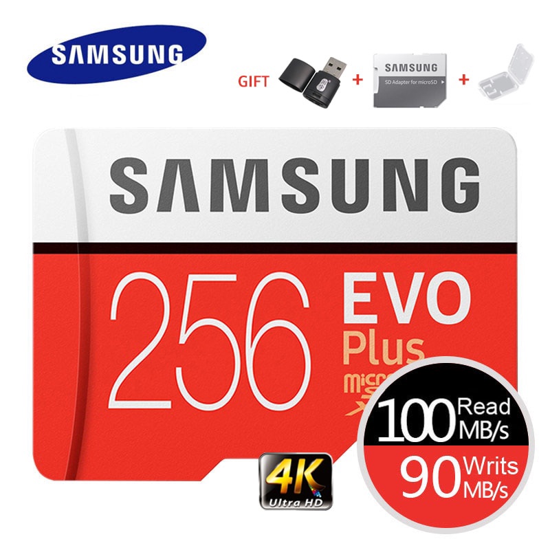 Cartão De Memória SAMSUNG EVO Plus 4K Ultra HD Micro SD 256GB 128G 64GB Classe10 MicroSD C10 UHS-I Trans Flash