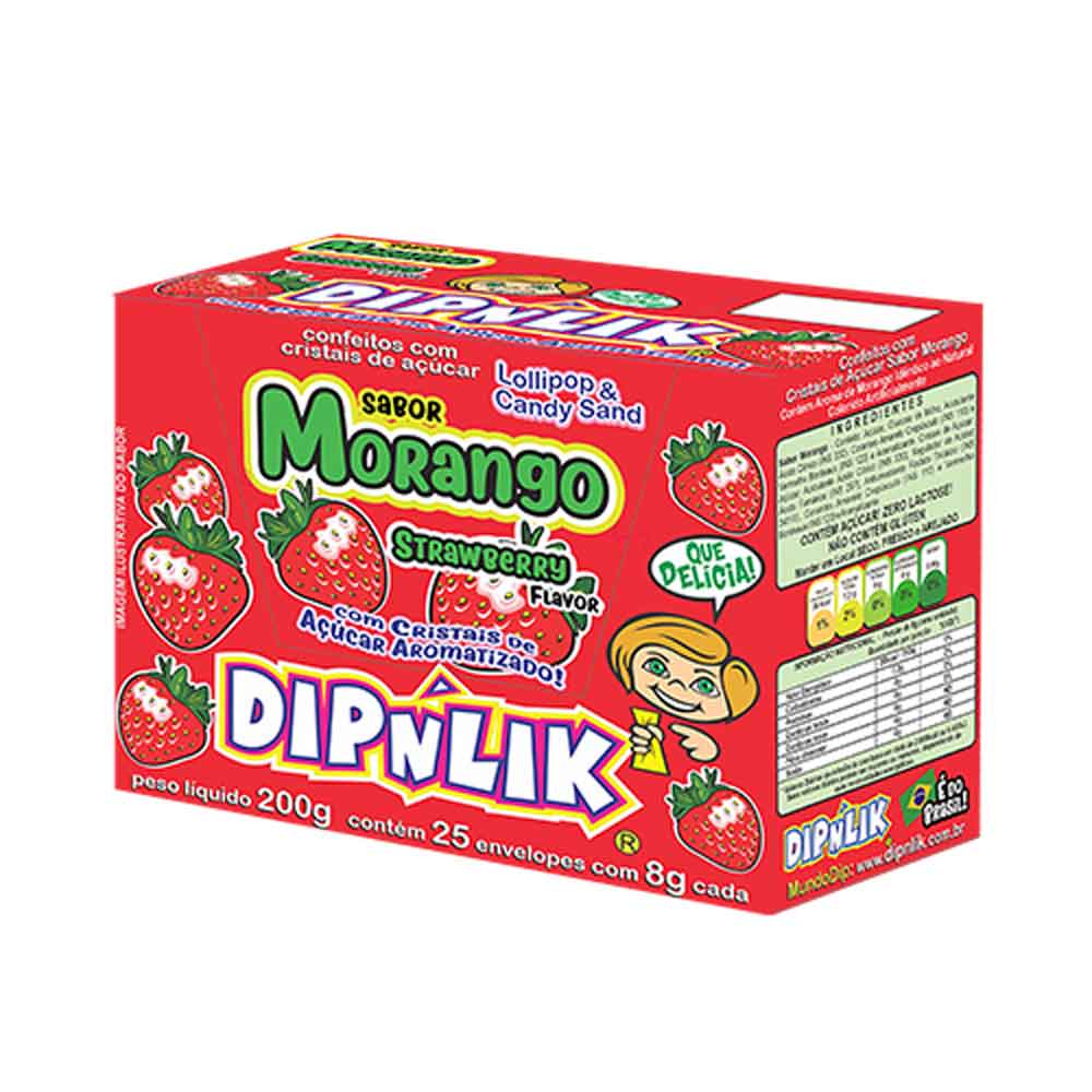 Pirulito com Açúcar Morango c/25 - Dipnlik