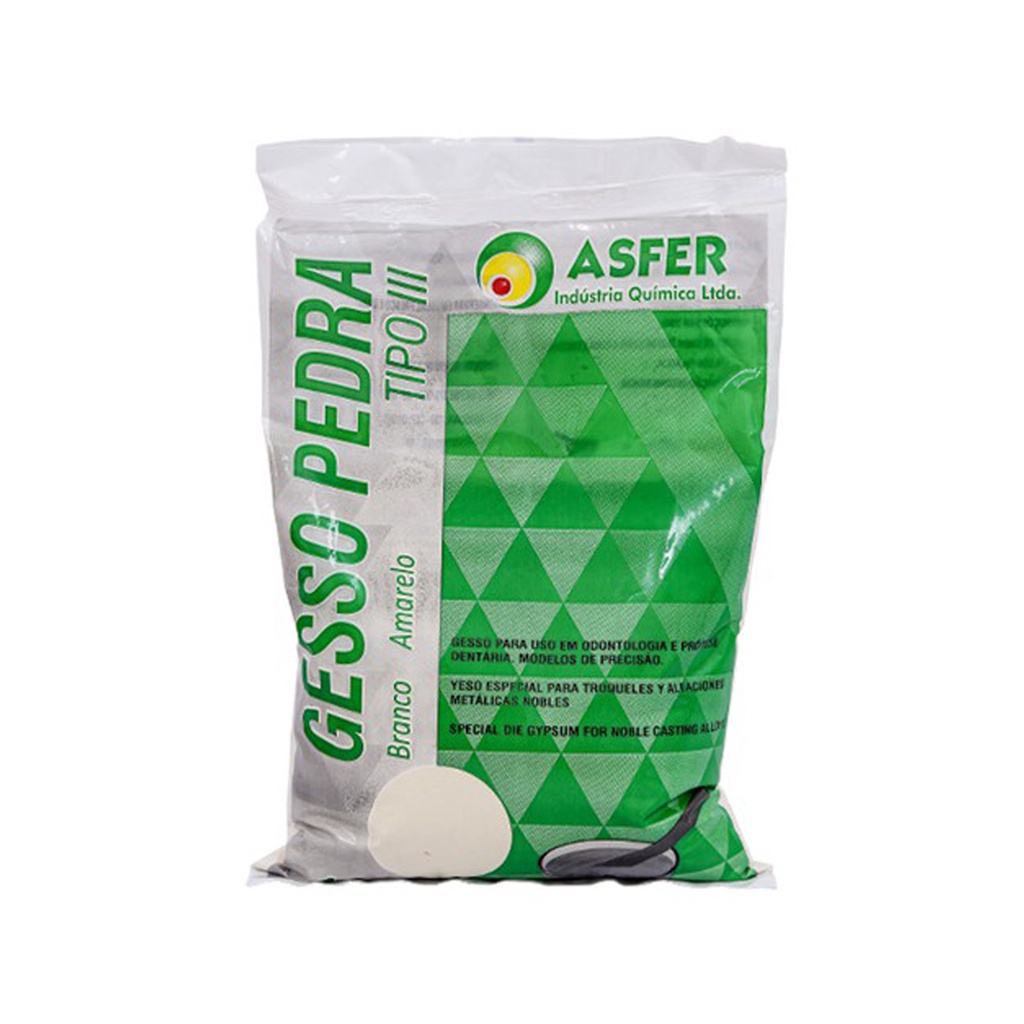 Gesso Pedra Amarelo Moldagem Molde Odonto 1kg Asfer