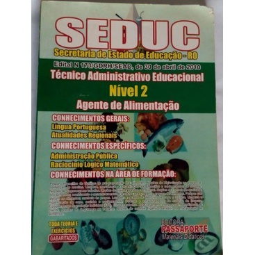 Apostila Seduc - Ro Técnico Administrativo Educacional Nível 2 Agente De Alimentação. de Vários pela Passaporte em Oferta na Shopee