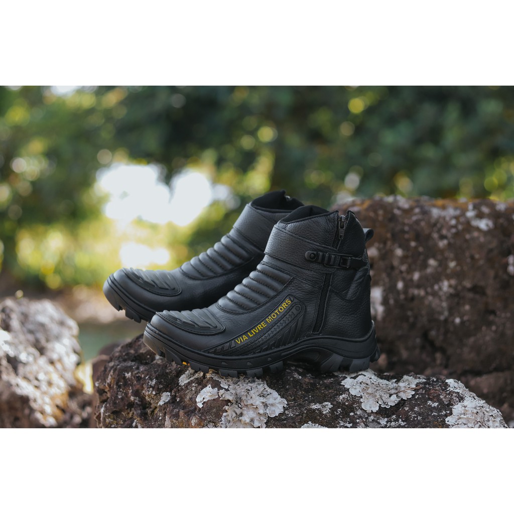Bota Coturno Motoqueiro segurança Motociclista De Couro E Palmilha Gel Via Livre Original