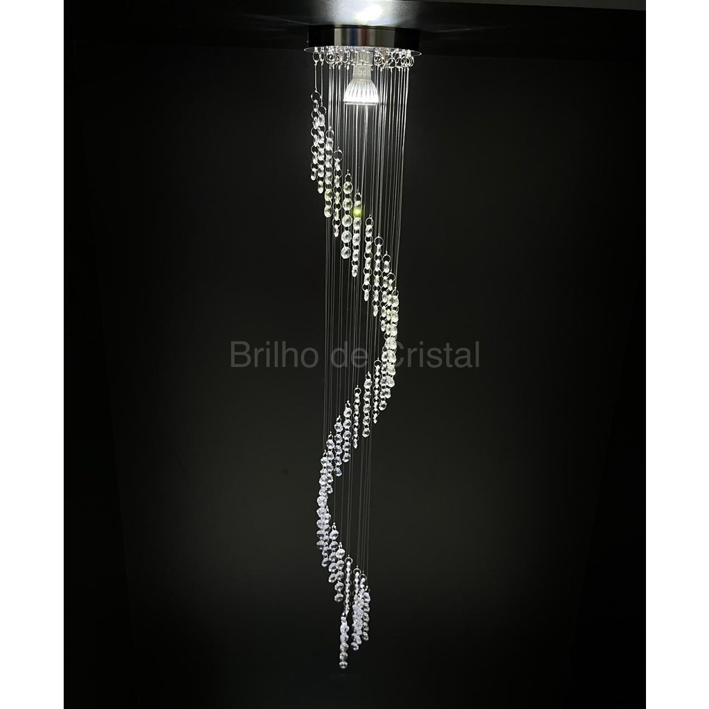 Lustre Espiral de Cristal K9 Iluminação LED – Até 1,2m Design Sofisticado