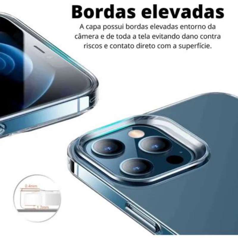 (Não Amarela) Capa Capinha Transparente Anti Impacto Case Space Original Para Todos Modelos IPhone 14 13 12 11 Xr 7 8Plus Pro Max