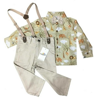 Conjunto Safari Arca de Noé Infantil Manga Longa Roupa inverno Social