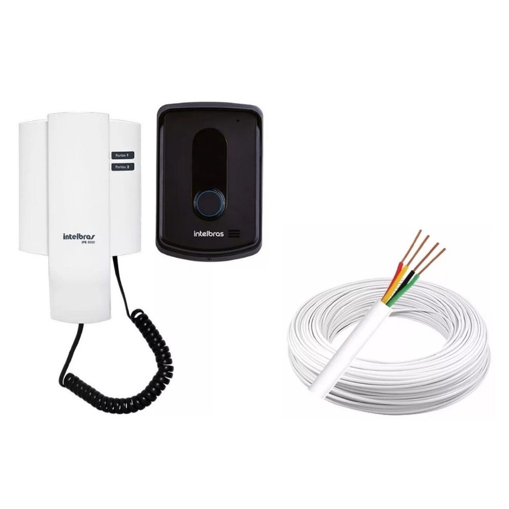 Interfone Porteiro Campainha Com Fio Intelbras Ipr 8010 Com 40 Metros De Cabo