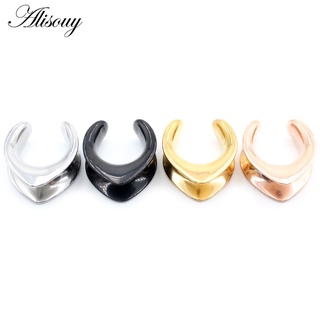 Alisouy 1 Peça 6mm-30mm Túneis De Orelha De Sela Em V De Aço Inoxidável Tampões Expansores Esticadores Brincos Jóias De Corpo Perfurado