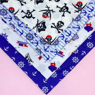 Tecido Tricoline Estampas Piratas e Tripulação 50 cm x 1.50 metro - Patchwork / Artesanato 100% Algodão