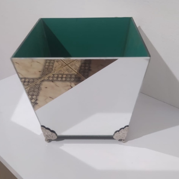 Vaso Cachepot Cônico Grande Vidro Espelhado
