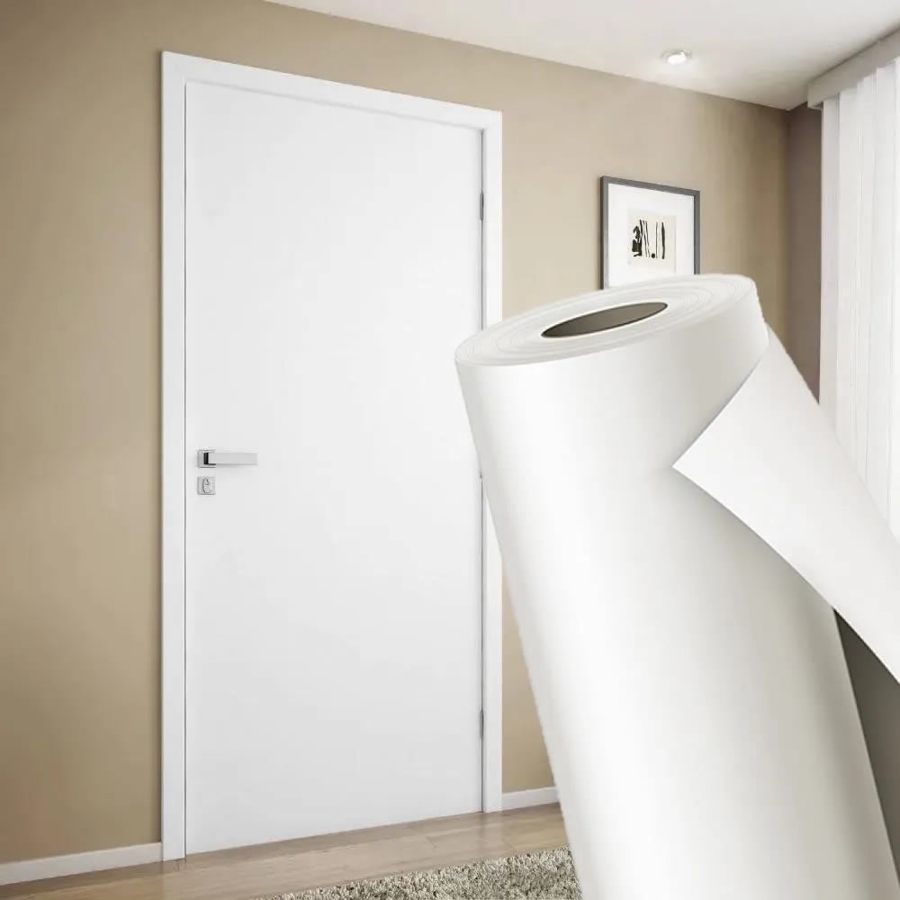 5 Metros - Papel Adesivo Contact Branco Fosco Envelopamento Lavável