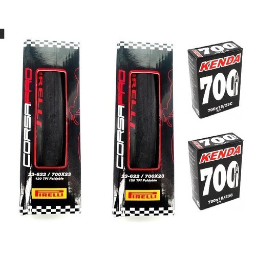 Kit Pneu Speed Pirelli Corsa Pro Kevlar 700x23 +Camara de ar Kenda Road Bike Par