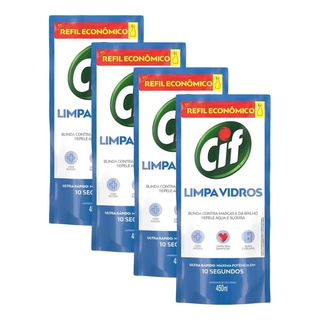 Kit 4 Refil Limpa-Vidro Cif Líquido 450ml