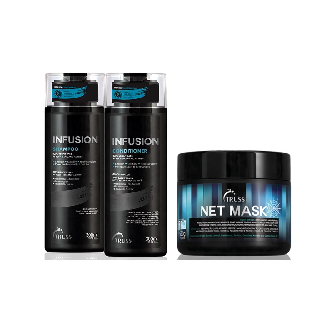 Truss Infusion Shampoo e Condicionador e Net Mask