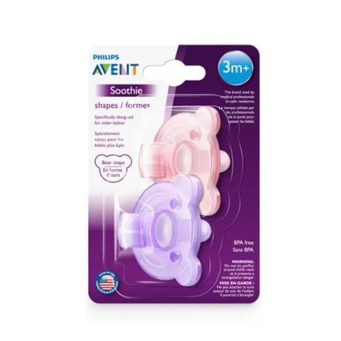Chupeta Calmante Avent Soothie 0-3 meses ou 3+ (3 até 18 meses) kit c/ 2