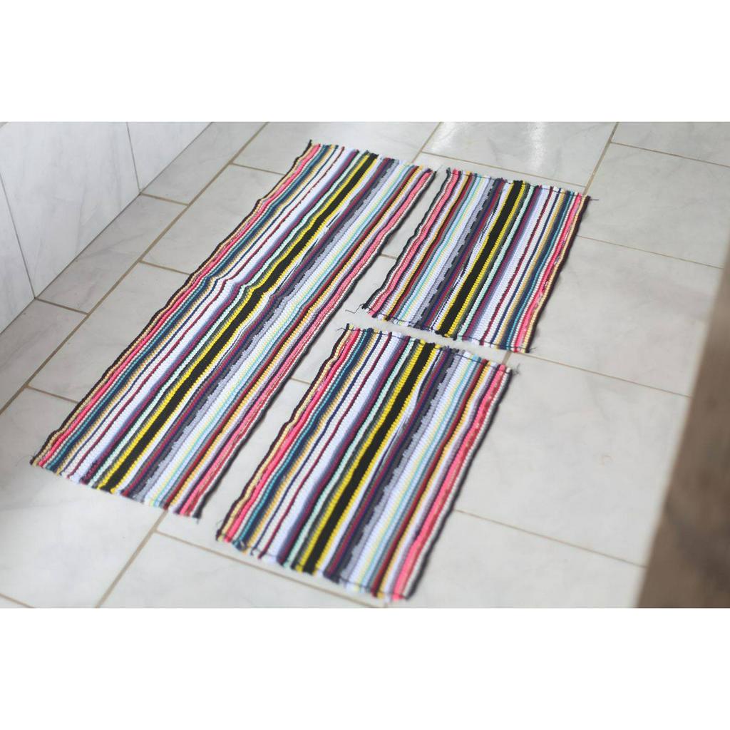 Tapete Trançado jogo 3 pcs cozinha porta entrada banheiro artesanal em Oferta na Shopee