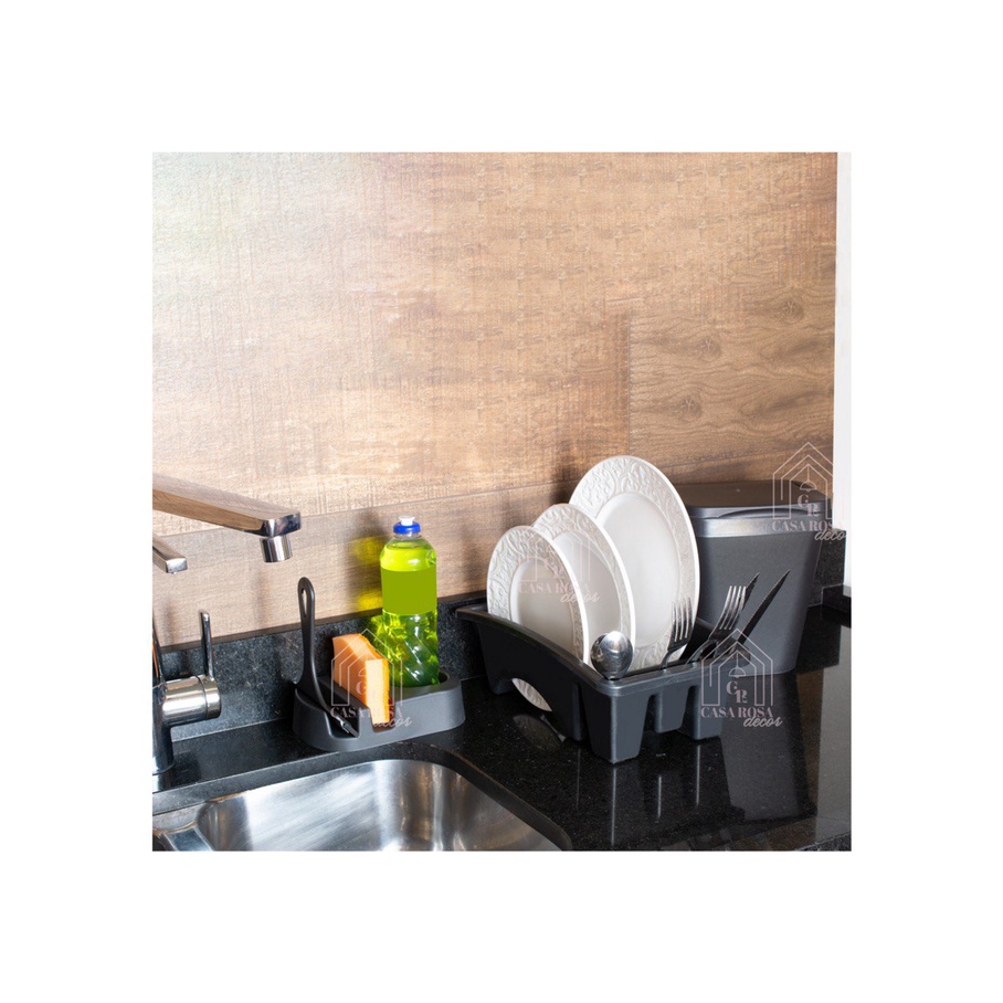 Kit Pia Cozinha Multiuso Lixeira Porta Detergente E Esponja