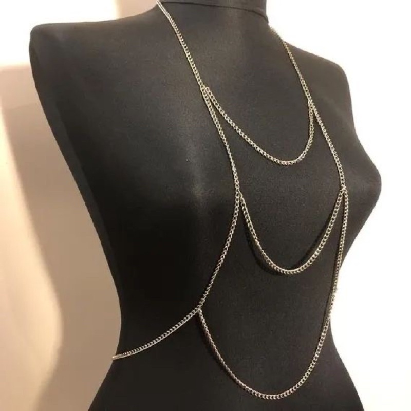 colares corporal Bodychain da moda para homens e mulheres corrente fina com qualidade e banhada a ouro e a prata em Oferta na Shopee