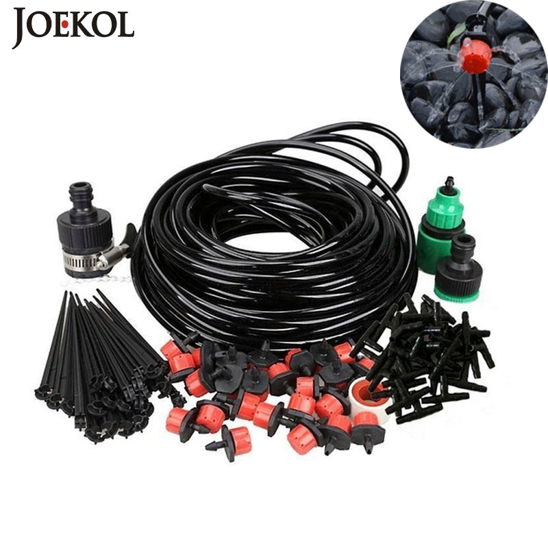 Estoque Pronto 20M DIY Sistema De Irrigação Por Gotejamento Rega Automática Jardim Micro Kits De Com Gotejadores Ajustáv