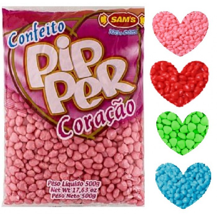 Confeito Em Formato De Corações Pipper Diversos 500g - Sams em Oferta na Shopee