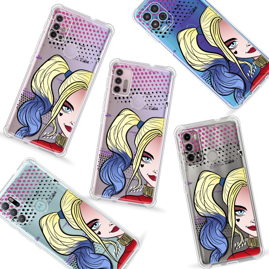Capinha de Celular Fs45 Desenho Arlequina Para Moto G9 G10 G22 G30 G31 G41 G52 G60 G62 G71 G75 G100 G200 Edge